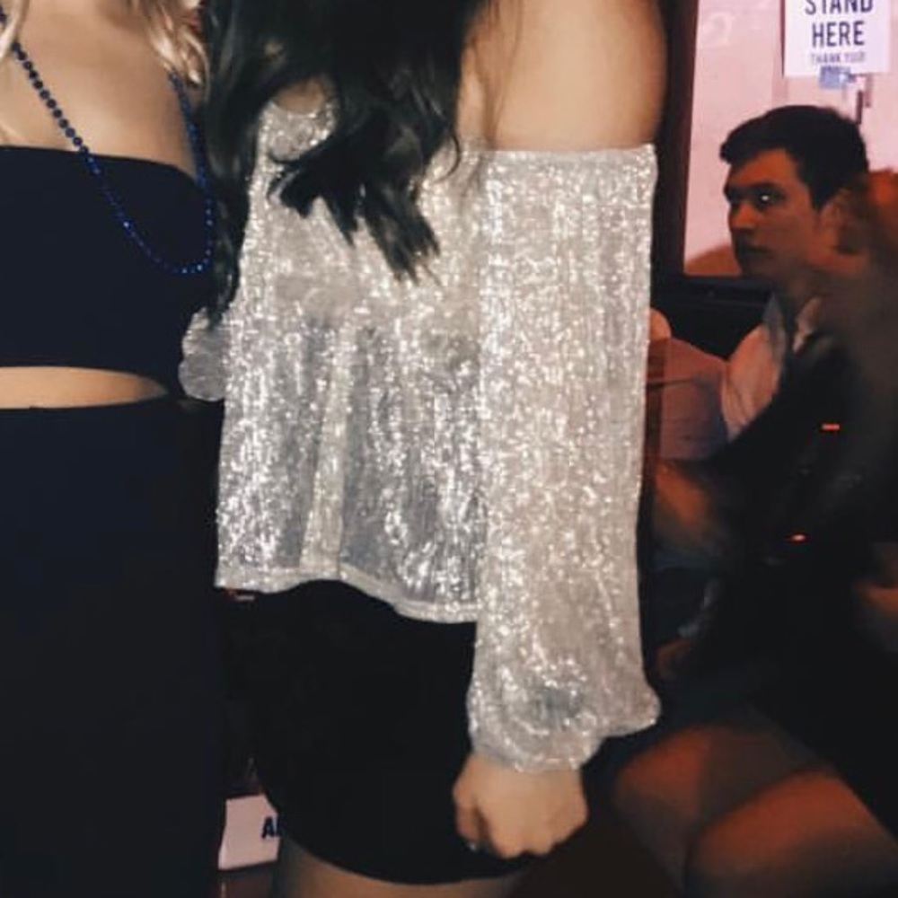 sparkly strapless top